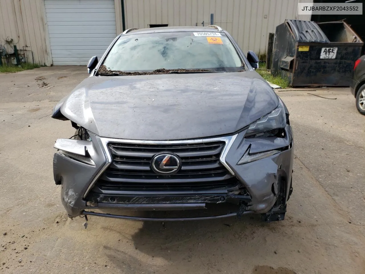 2015 Lexus Nx 200T VIN: JTJBARBZXF2043552 Lot: 70505794