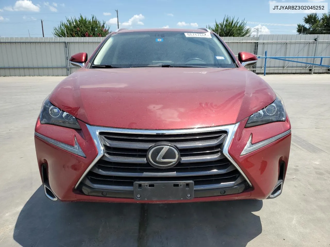 2016 Lexus Nx 200T Base VIN: JTJYARBZ3G2045252 Lot: 60747844