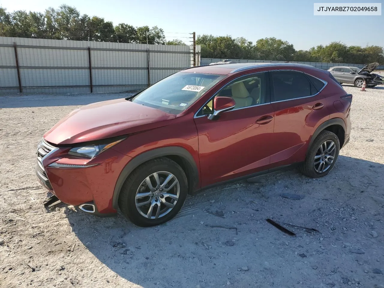 2016 Lexus Nx 200T Base VIN: JTJYARBZ7G2049658 Lot: 74973064