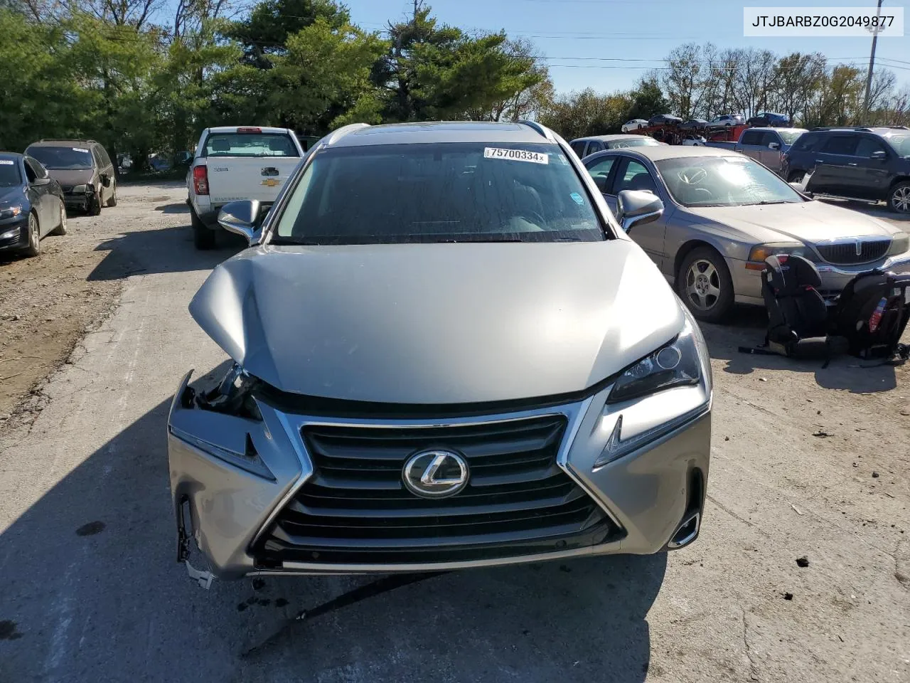 2016 Lexus Nx 200T Base VIN: JTJBARBZ0G2049877 Lot: 75700334