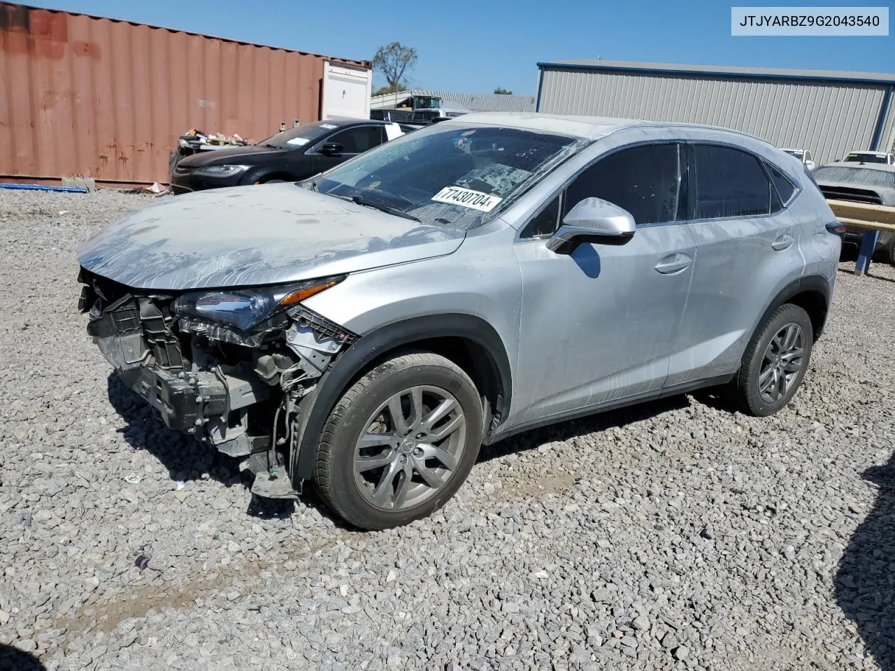 2016 Lexus Nx 200T Base VIN: JTJYARBZ9G2043540 Lot: 77430704