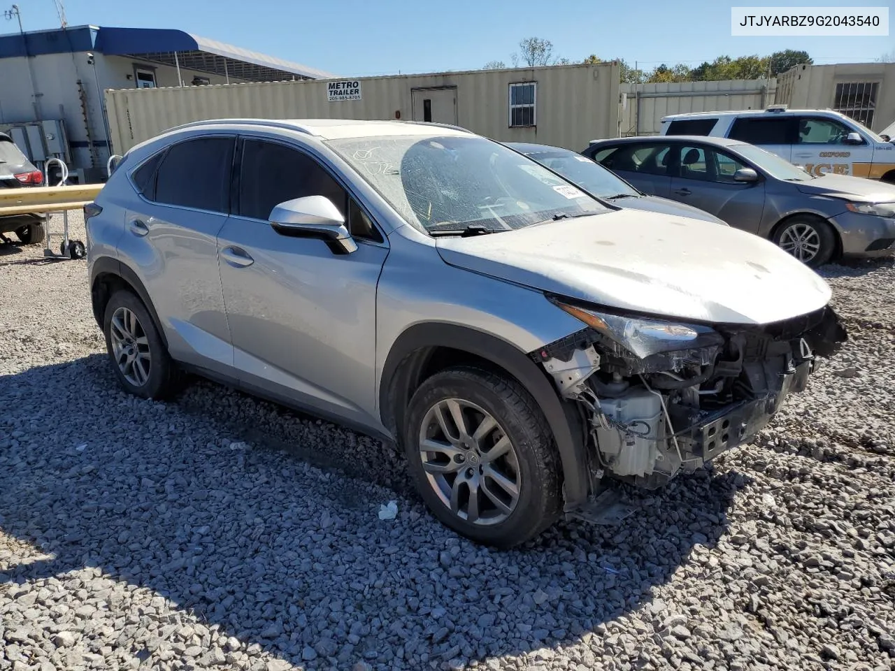 2016 Lexus Nx 200T Base VIN: JTJYARBZ9G2043540 Lot: 77430704