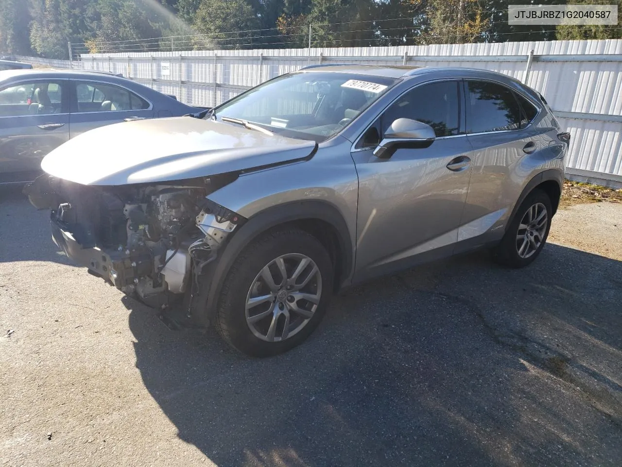 2016 Lexus Nx 300H VIN: JTJBJRBZ1G2040587 Lot: 79770774