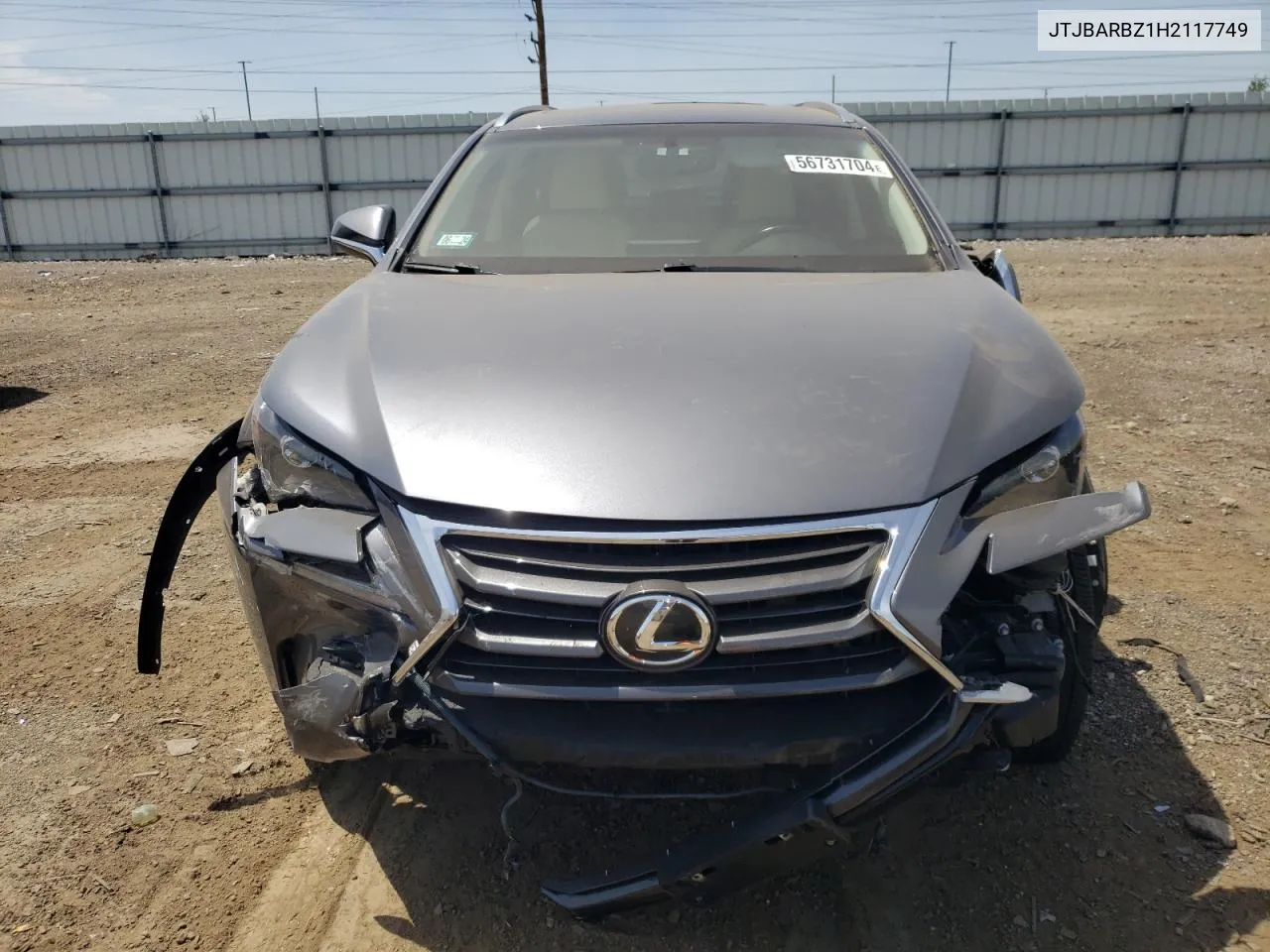 2017 Lexus Nx 200T Base VIN: JTJBARBZ1H2117749 Lot: 56731704