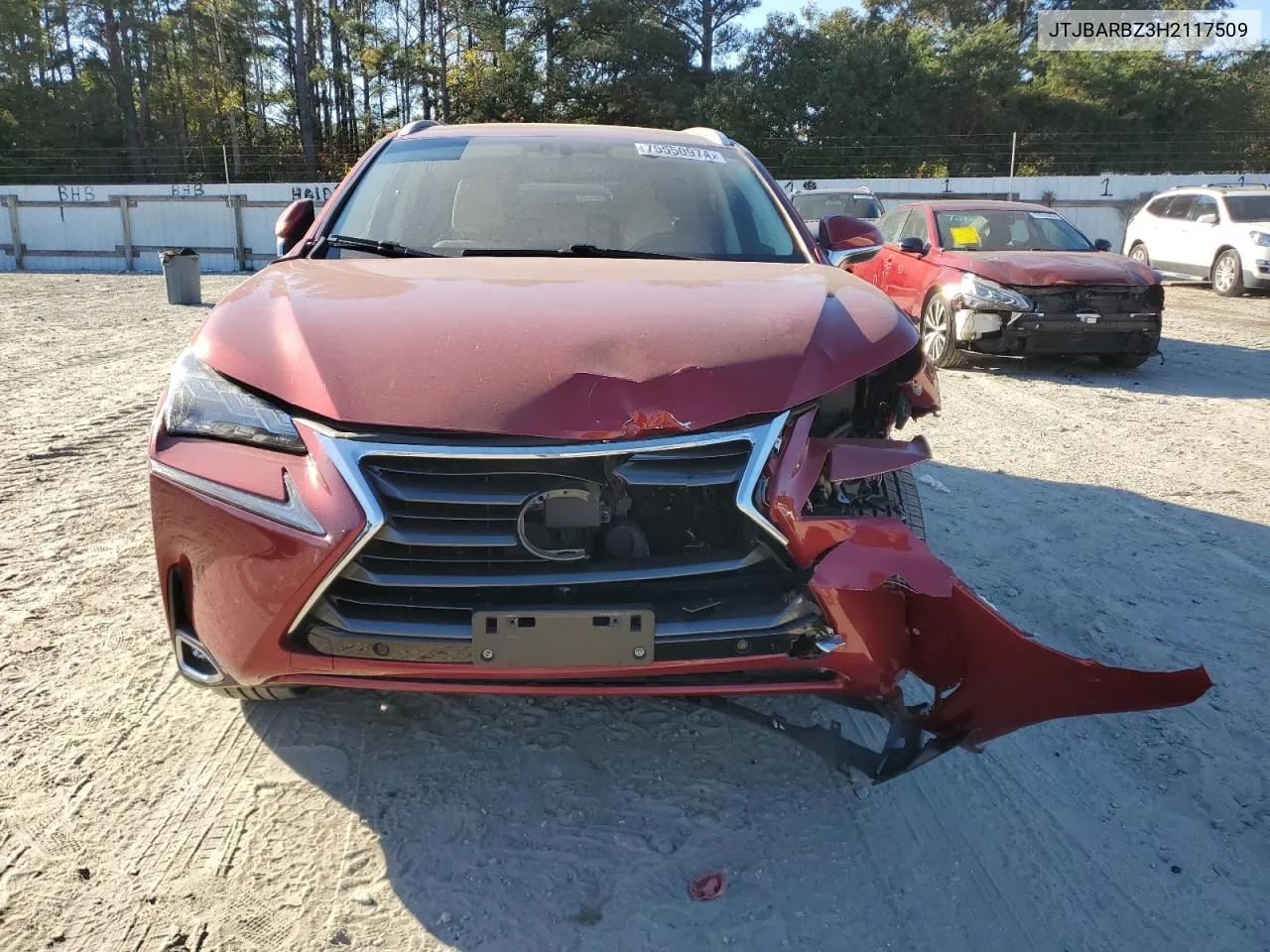 2017 Lexus Nx 200T Base VIN: JTJBARBZ3H2117509 Lot: 75550974