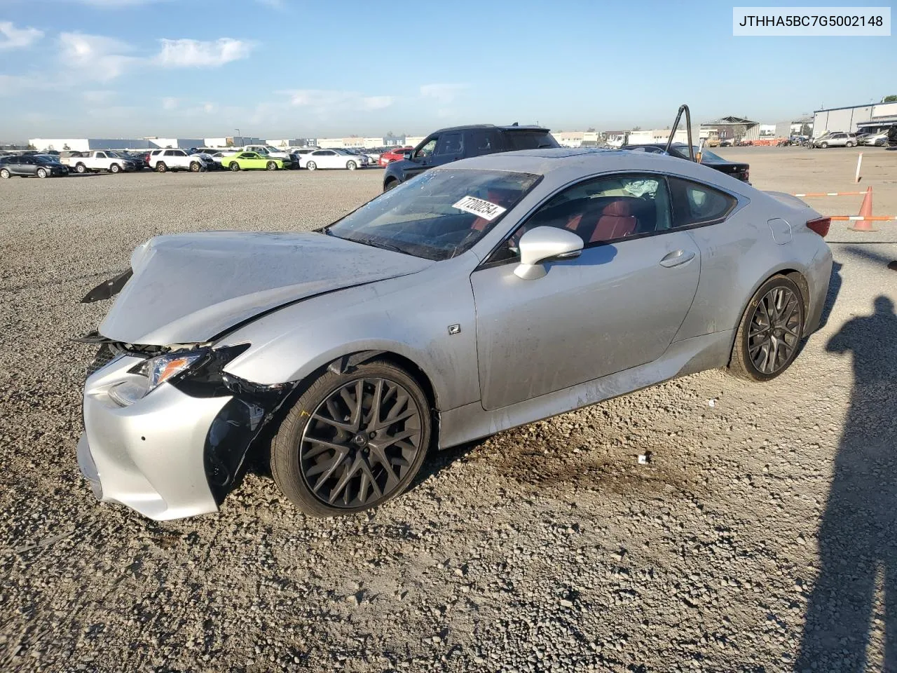 2016 Lexus Rc 200T VIN: JTHHA5BC7G5002148 Lot: 77200254