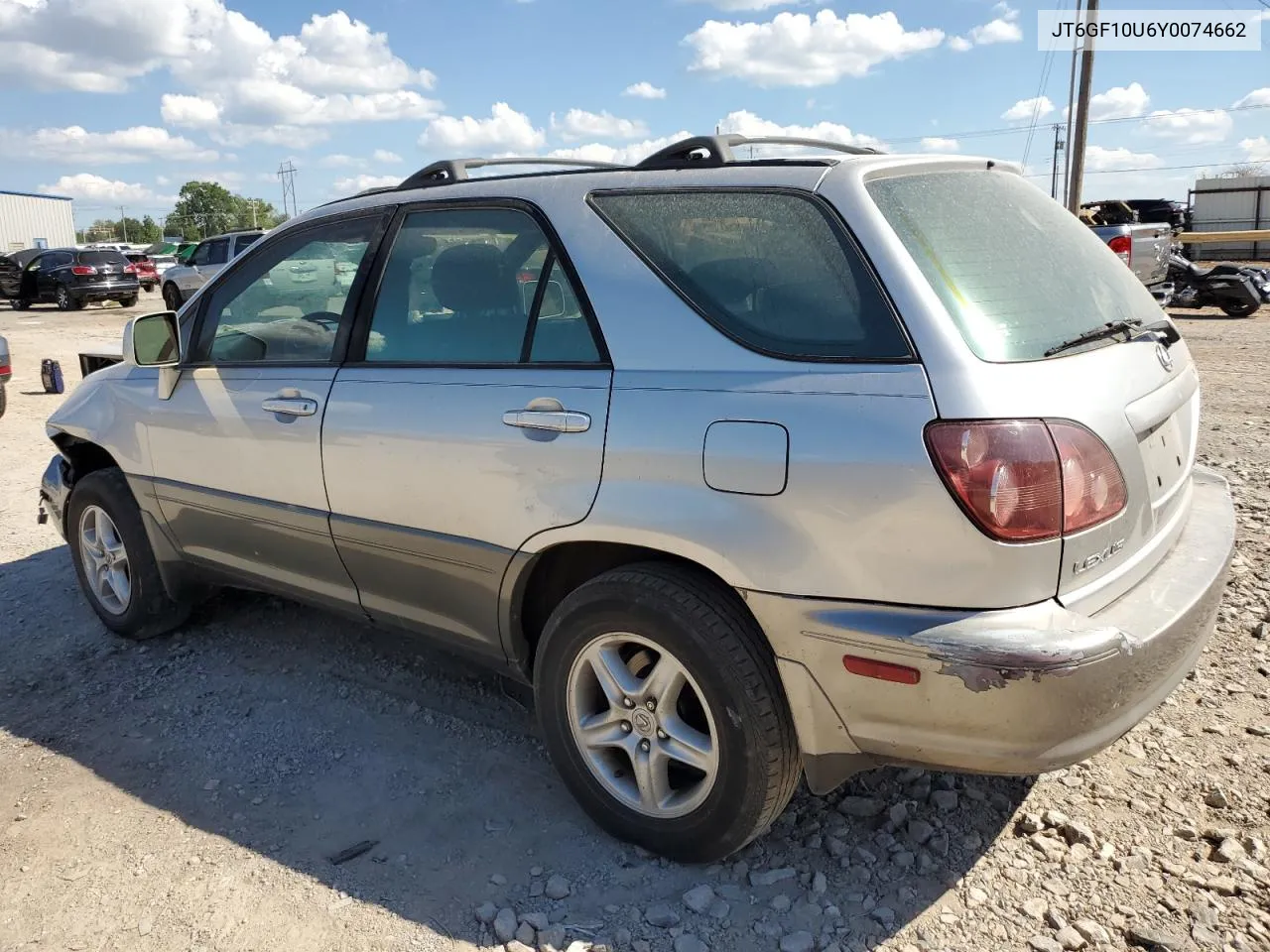 2000 Lexus Rx 300 VIN: JT6GF10U6Y0074662 Lot: 70398974