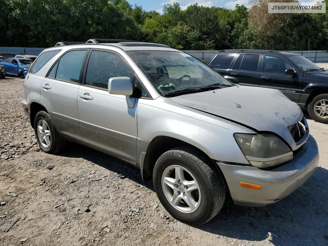 2000 Lexus Rx 300 VIN: JT6GF10U6Y0074662 Lot: 70398974