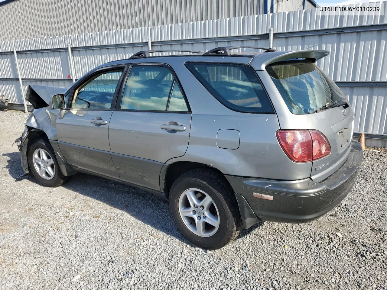 2000 Lexus Rx 300 VIN: JT6HF10U6Y0110239 Lot: 78707684