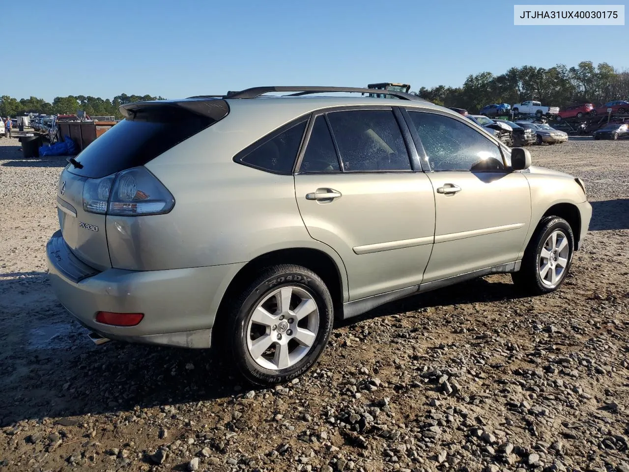 2004 Lexus Rx 330 VIN: JTJHA31UX40030175 Lot: 75864424