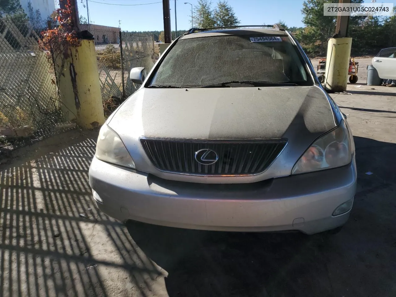 2005 Lexus Rx 330 VIN: 2T2GA31U05C024743 Lot: 75494564