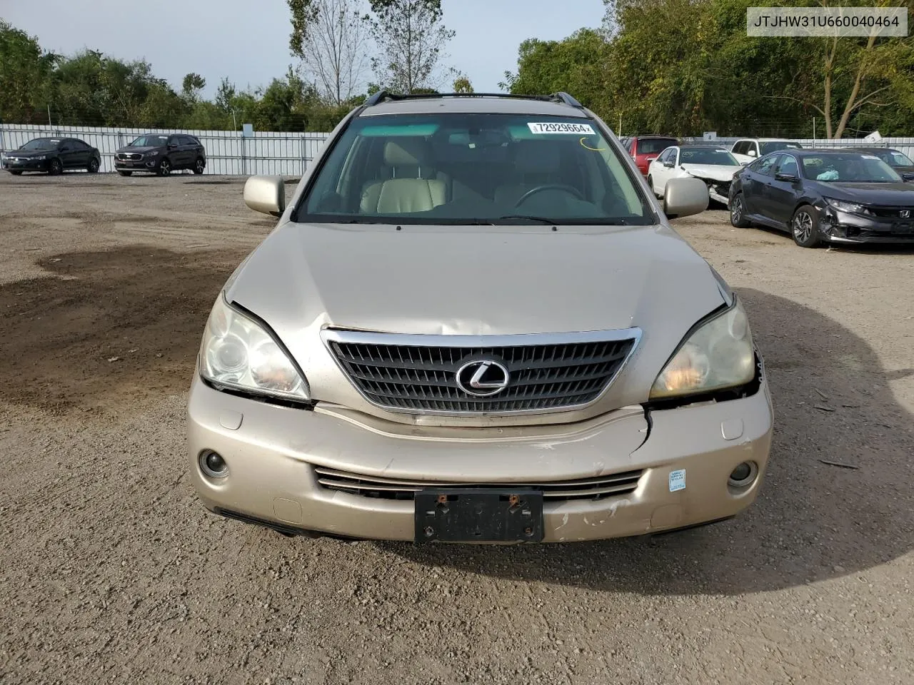 2006 Lexus Rx 400 VIN: JTJHW31U660040464 Lot: 72929664