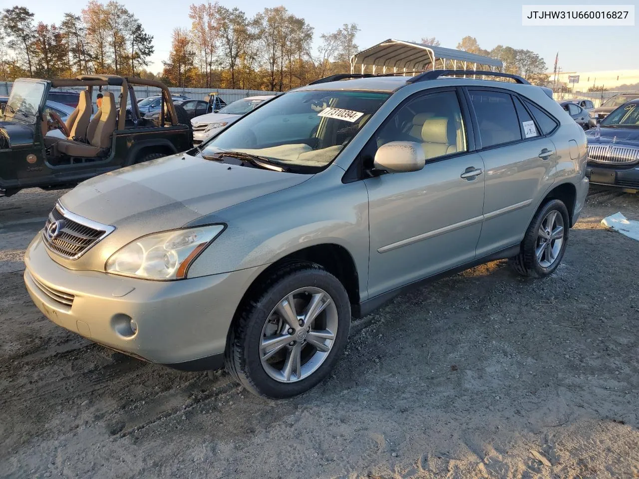 2006 Lexus Rx 400 VIN: JTJHW31U660016827 Lot: 77310394