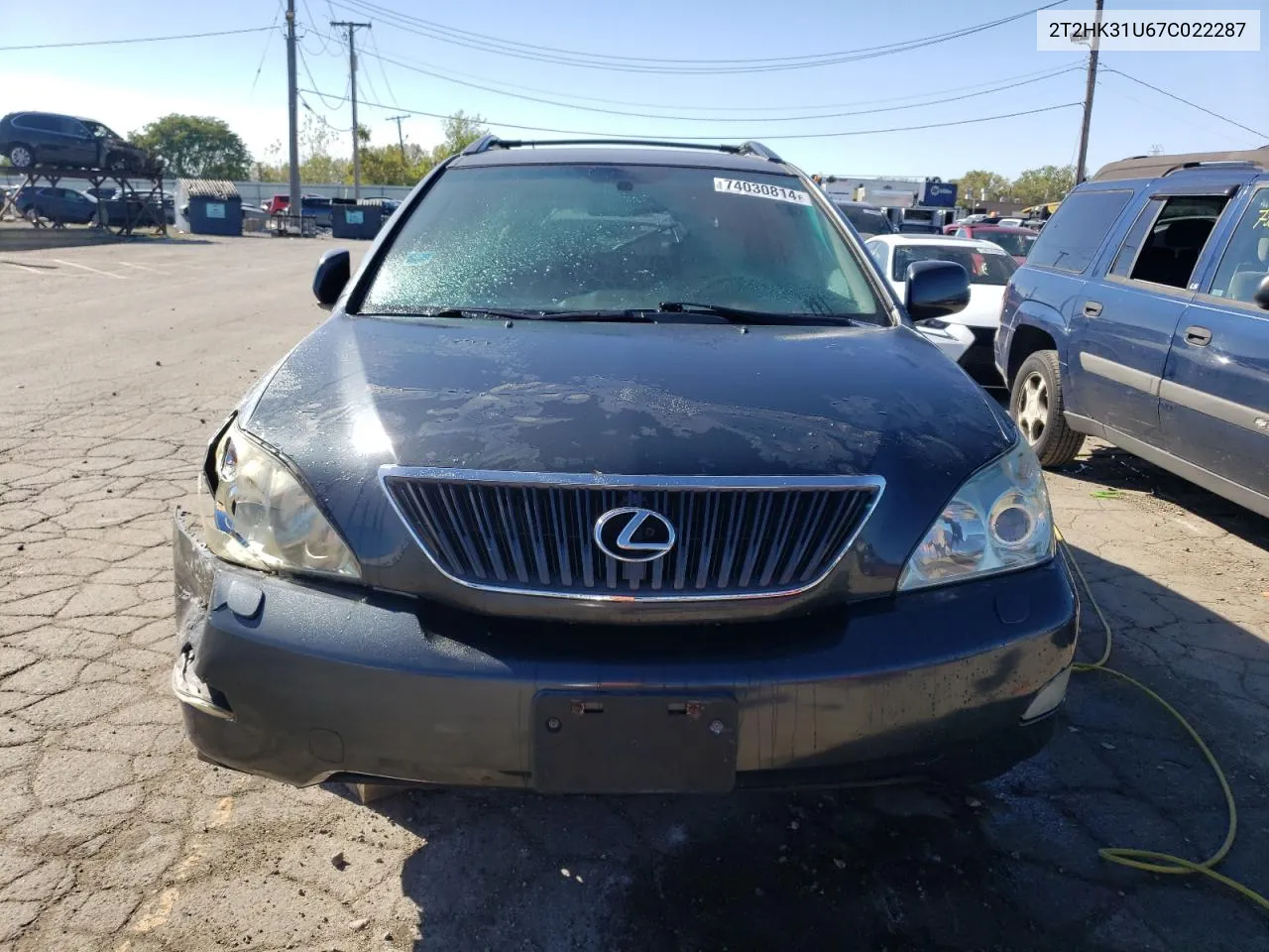 2007 Lexus Rx 350 VIN: 2T2HK31U67C022287 Lot: 74030814