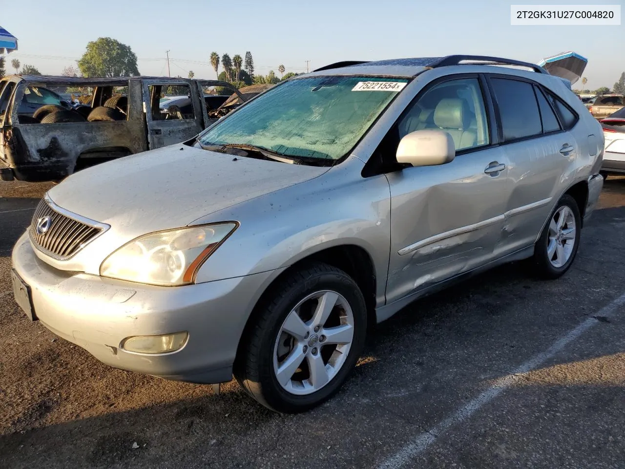 2007 Lexus Rx 350 VIN: 2T2GK31U27C004820 Lot: 75221554