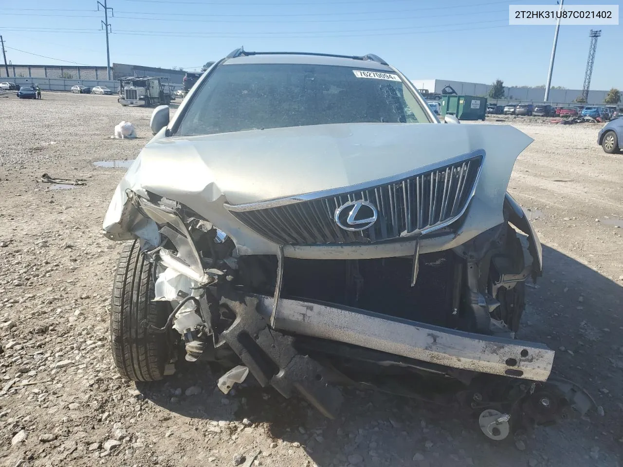 2007 Lexus Rx 350 VIN: 2T2HK31U87C021402 Lot: 76270094