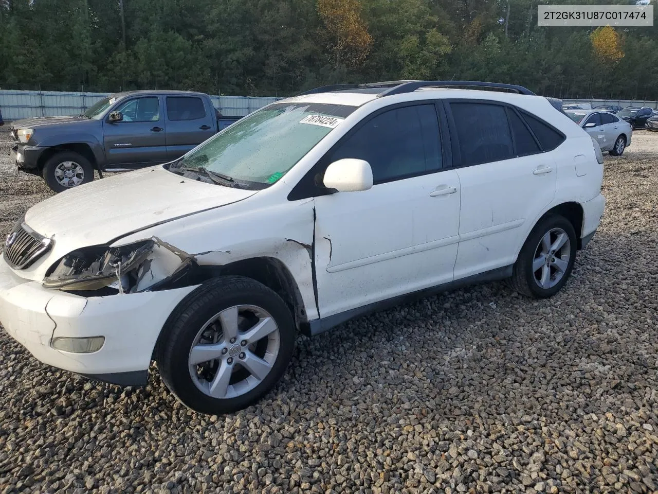 2007 Lexus Rx 350 VIN: 2T2GK31U87C017474 Lot: 78784224