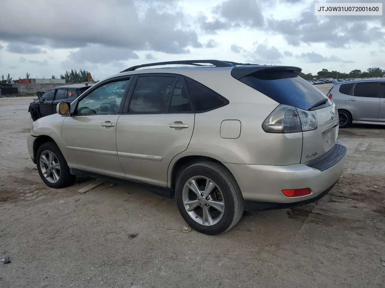 2007 Lexus Rx 400H VIN: JTJGW31U072001600 Lot: 79360314