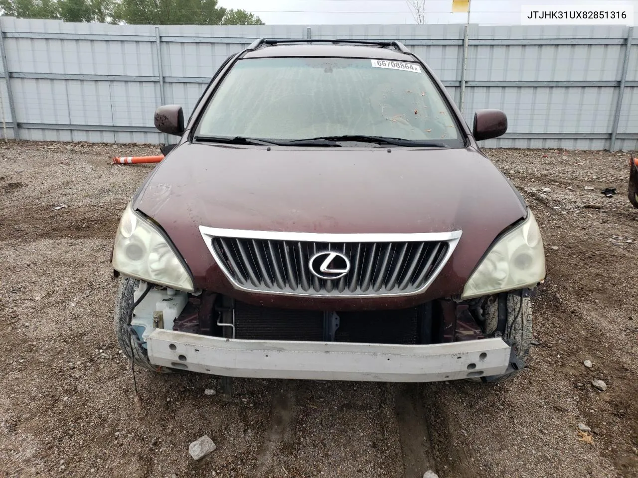 2008 Lexus Rx 350 VIN: JTJHK31UX82851316 Lot: 66708864