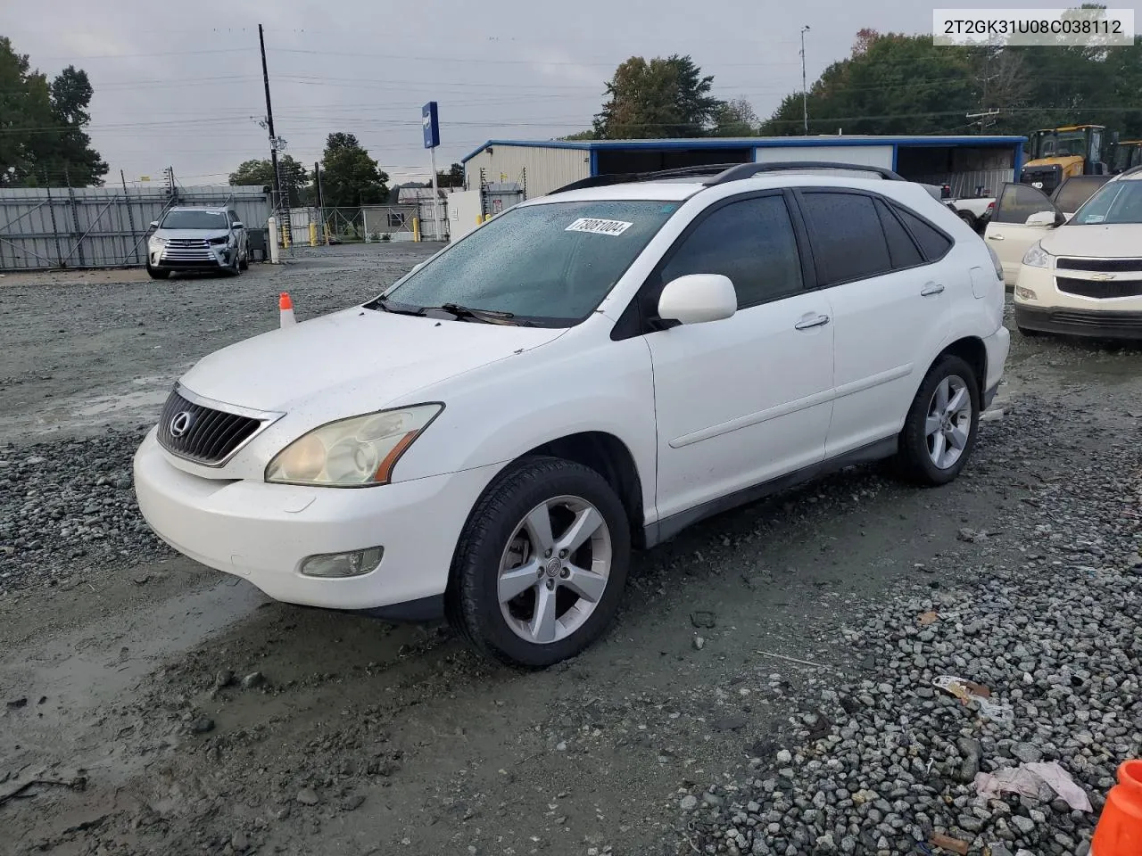 2008 Lexus Rx 350 VIN: 2T2GK31U08C038112 Lot: 73081004