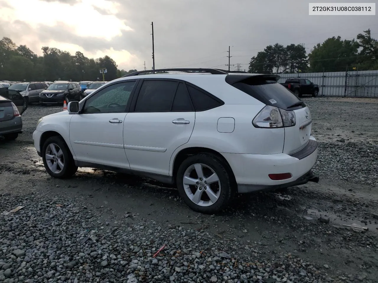 2008 Lexus Rx 350 VIN: 2T2GK31U08C038112 Lot: 73081004