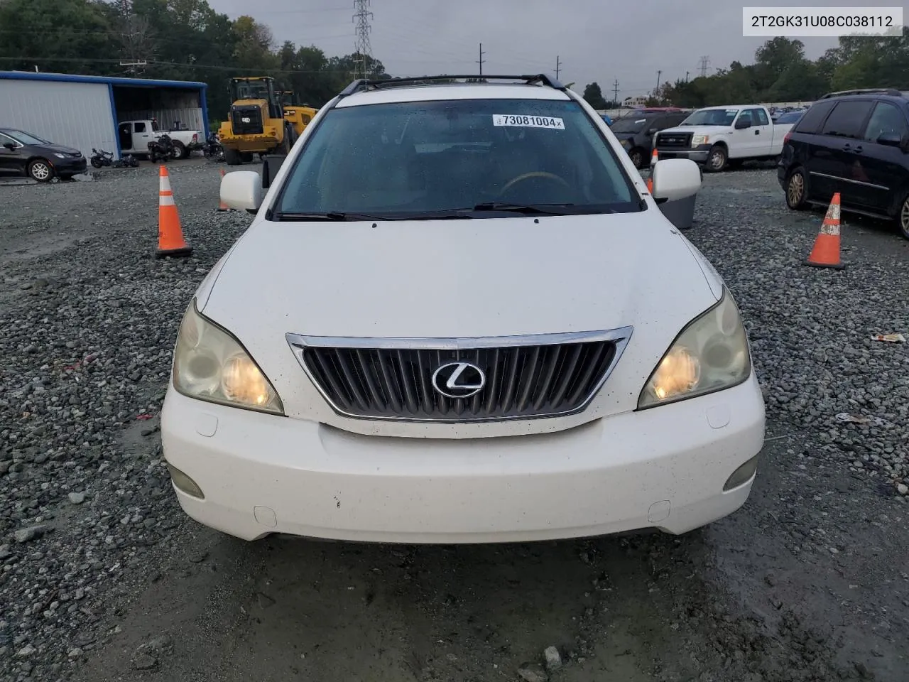 2008 Lexus Rx 350 VIN: 2T2GK31U08C038112 Lot: 73081004