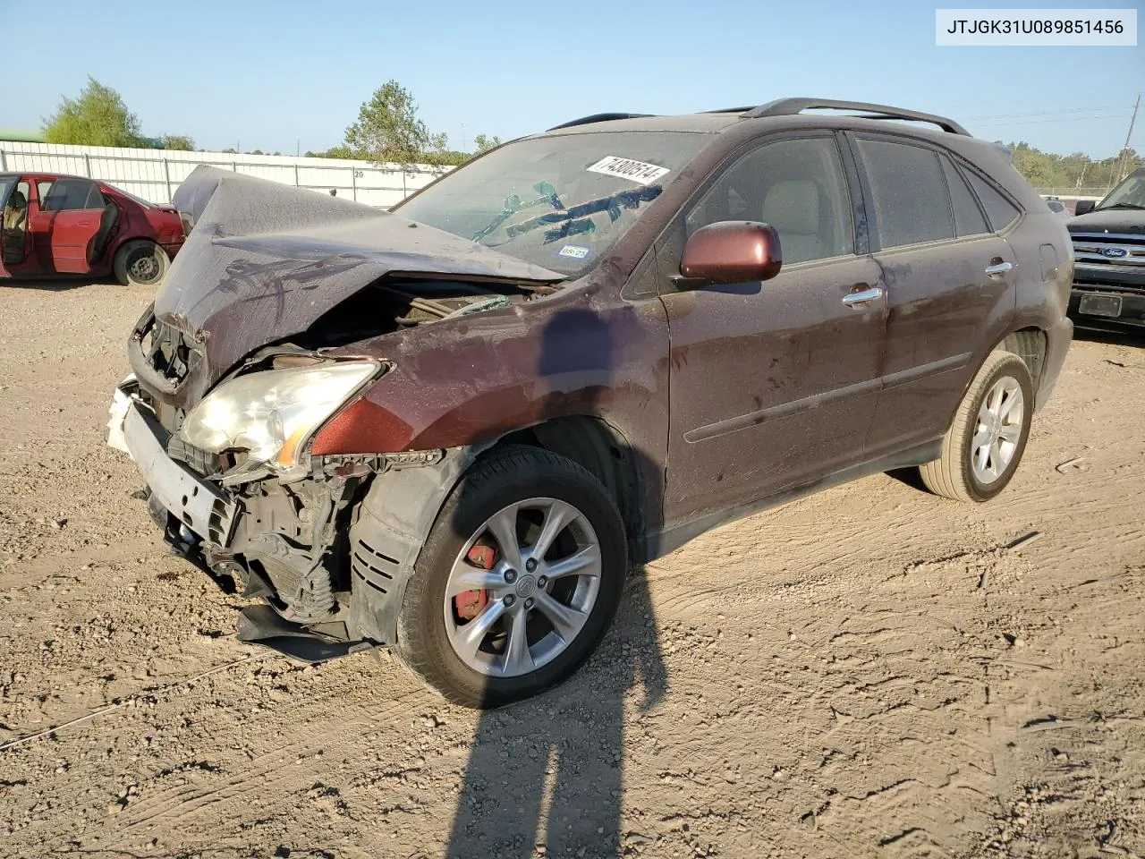 2008 Lexus Rx 350 VIN: JTJGK31U089851456 Lot: 74300514