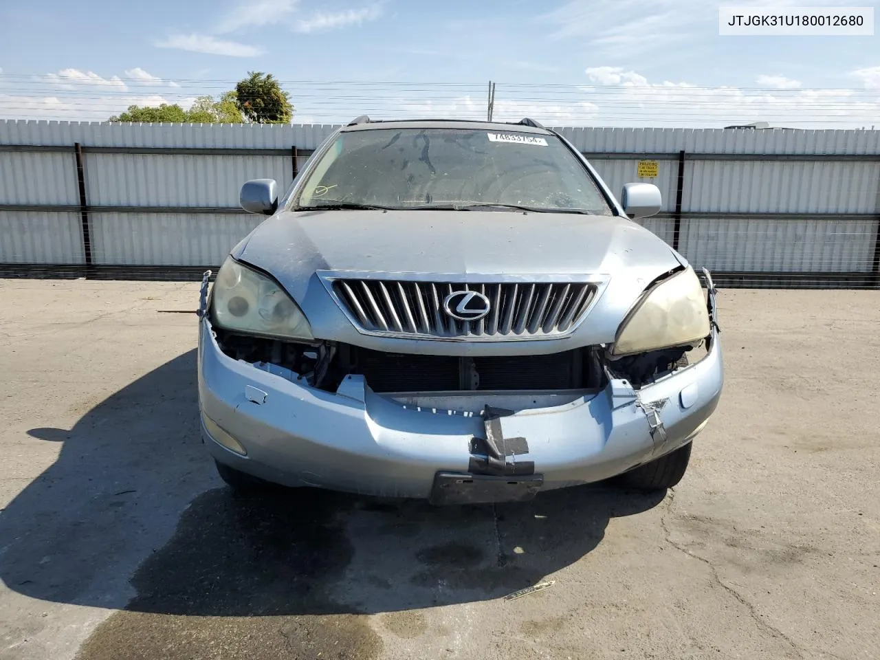 2008 Lexus Rx 350 VIN: JTJGK31U180012680 Lot: 74833754