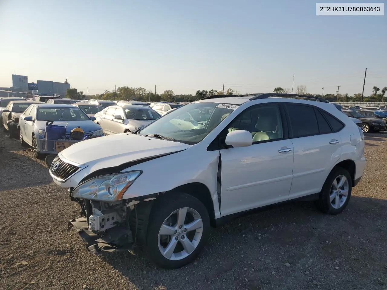 2008 Lexus Rx 350 VIN: 2T2HK31U78C063643 Lot: 75599914