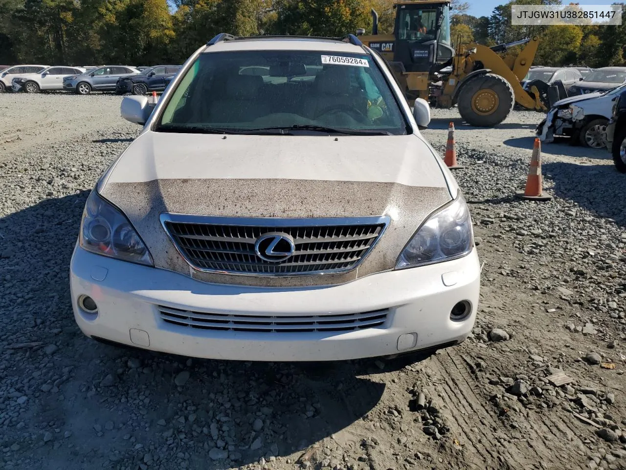 2008 Lexus Rx 400H VIN: JTJGW31U382851447 Lot: 76059284