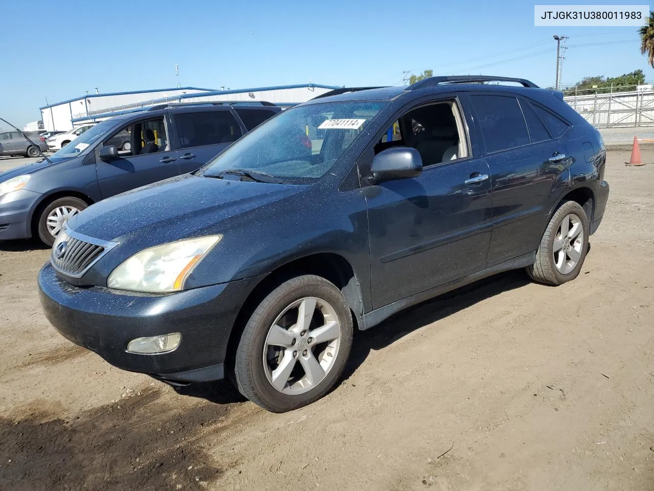 2008 Lexus Rx 350 VIN: JTJGK31U380011983 Lot: 77041114