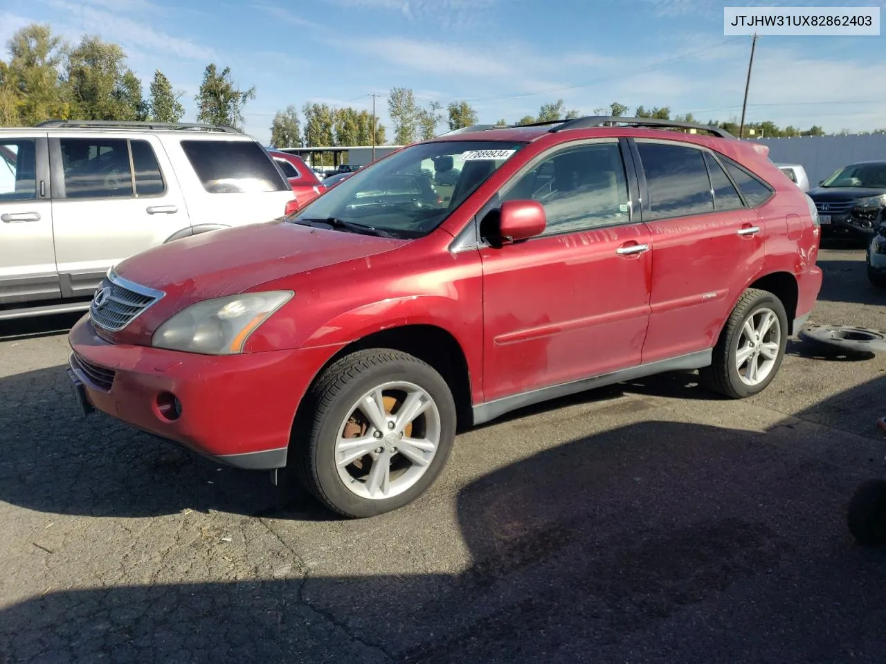 2008 Lexus Rx 400H VIN: JTJHW31UX82862403 Lot: 77889934