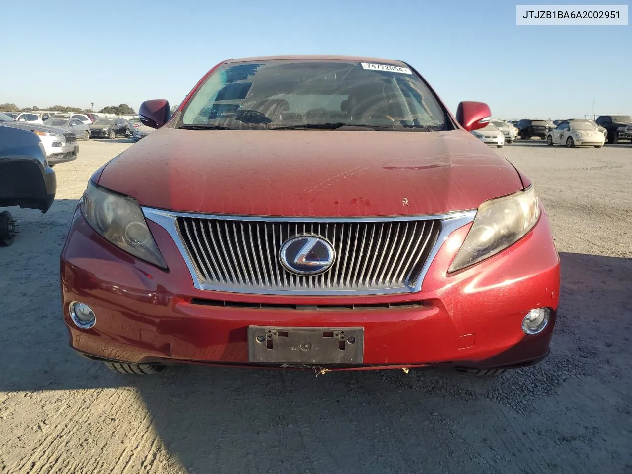 2010 Lexus Rx 450H VIN: JTJZB1BA6A2002951 Lot: 74772054