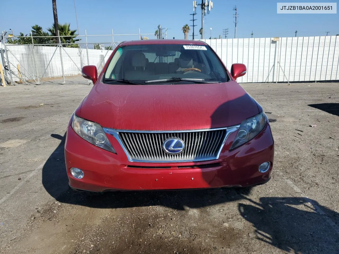 2010 Lexus Rx 450H VIN: JTJZB1BA0A2001651 Lot: 75307654