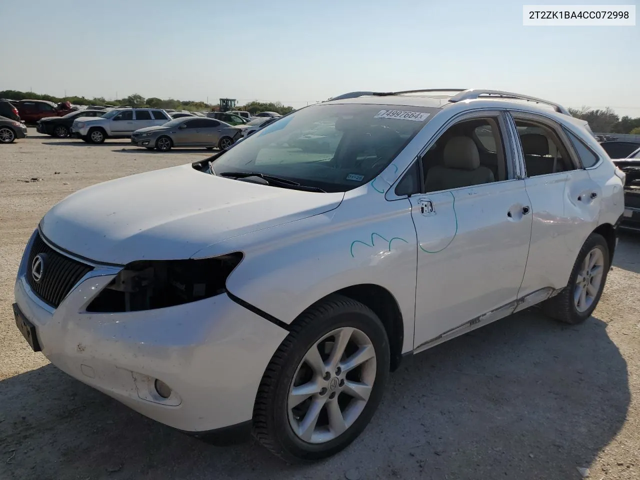 2012 Lexus Rx 350 VIN: 2T2ZK1BA4CC072998 Lot: 74997664