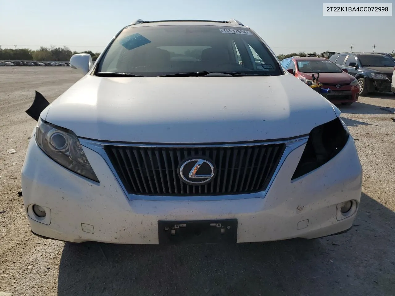 2012 Lexus Rx 350 VIN: 2T2ZK1BA4CC072998 Lot: 74997664