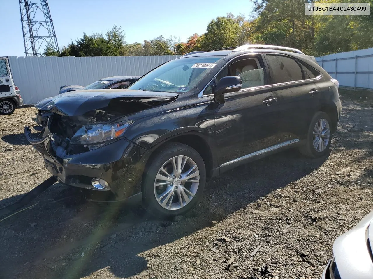 2012 Lexus Rx 450H VIN: JTJBC1BA4C2430499 Lot: 75710594