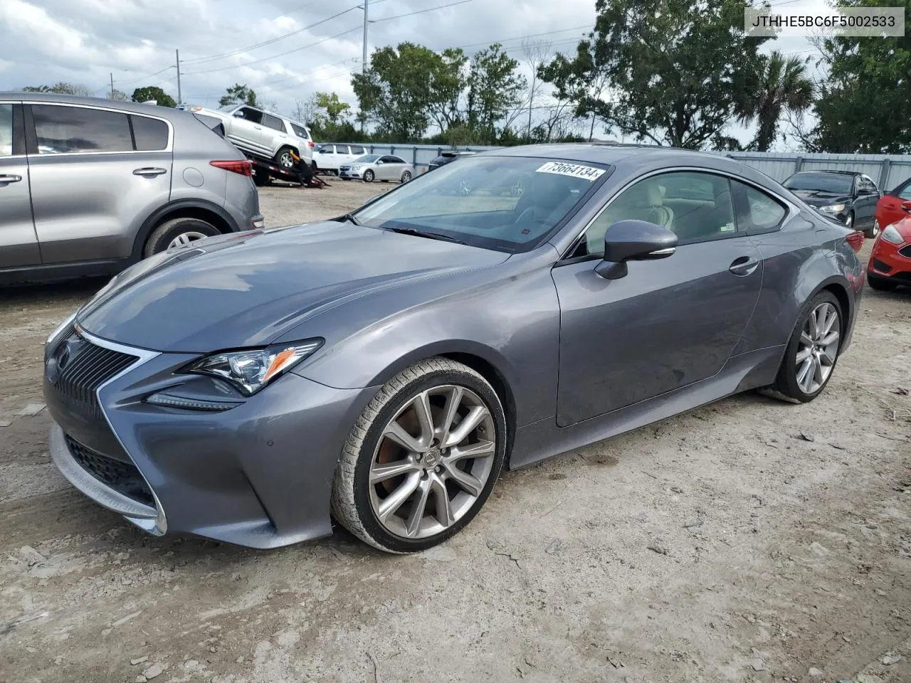 2015 Lexus Rc 350 VIN: JTHHE5BC6F5002533 Lot: 73664134