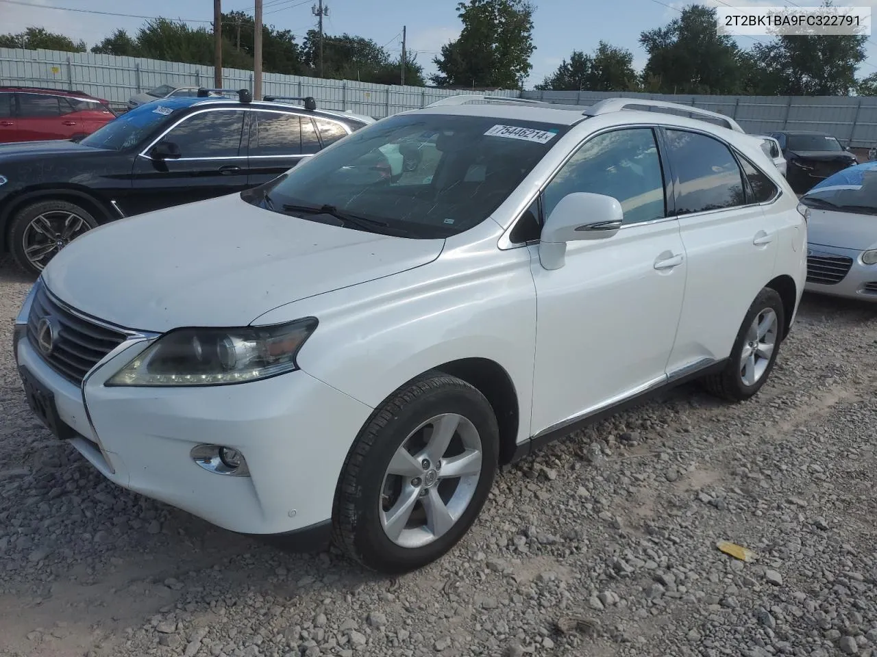 2015 Lexus Rx 350 Base VIN: 2T2BK1BA9FC322791 Lot: 75446214