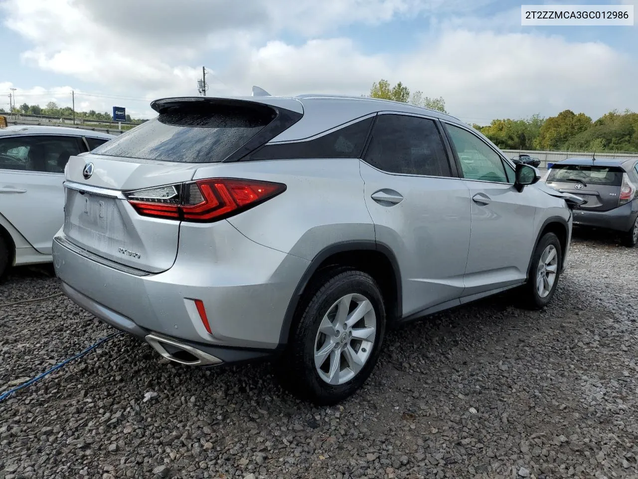 2016 Lexus Rx 350 VIN: 2T2ZZMCA3GC012986 Lot: 72461084