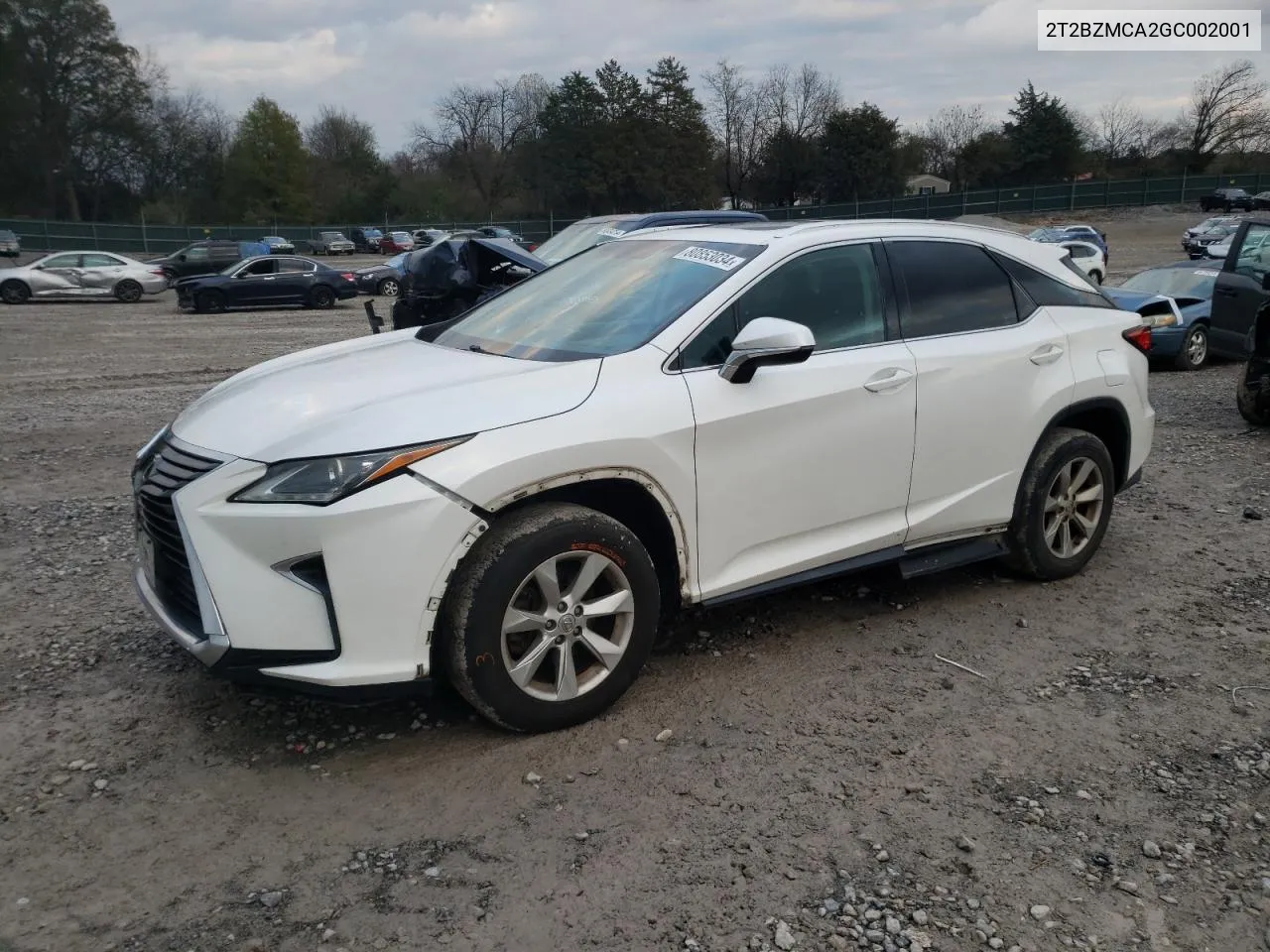 2016 Lexus Rx 350 Base VIN: 2T2BZMCA2GC002001 Lot: 80853034