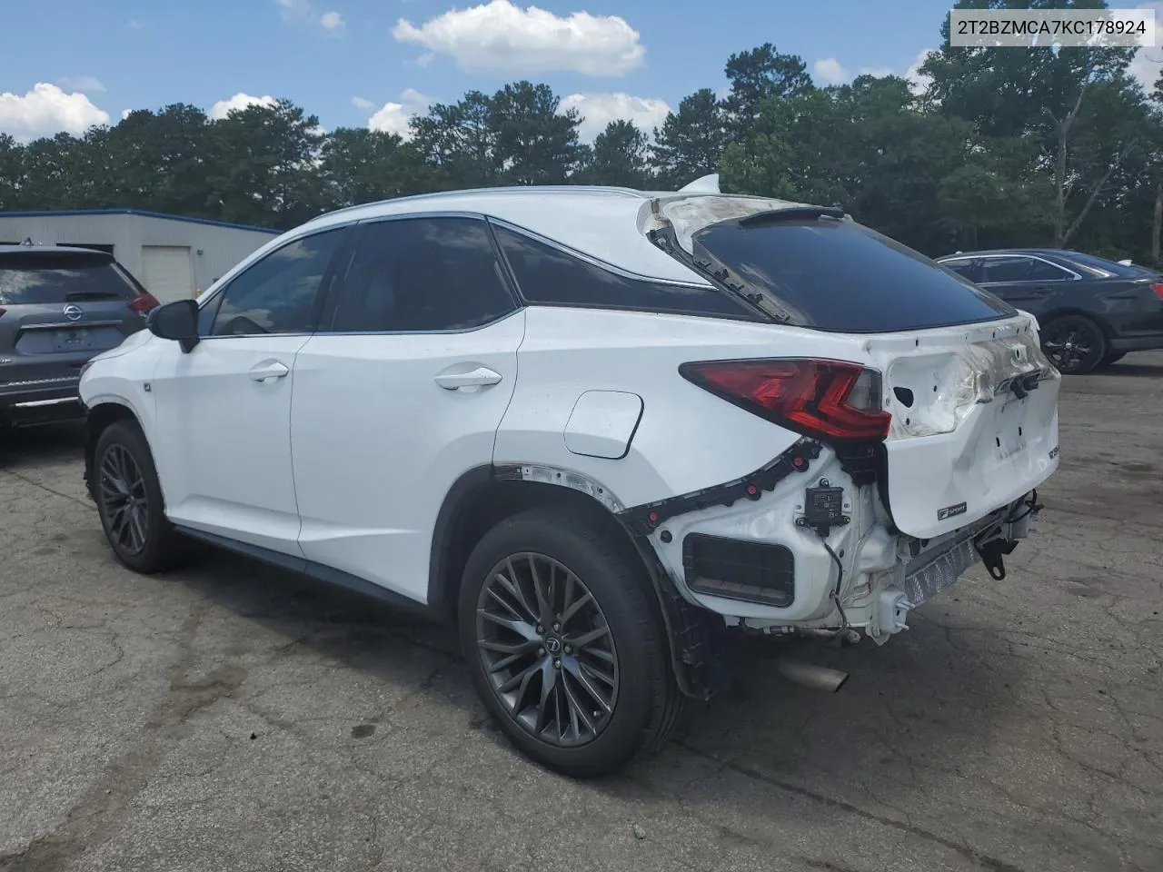 2019 Lexus Rx 350 Base VIN: 2T2BZMCA7KC178924 Lot: 59940084