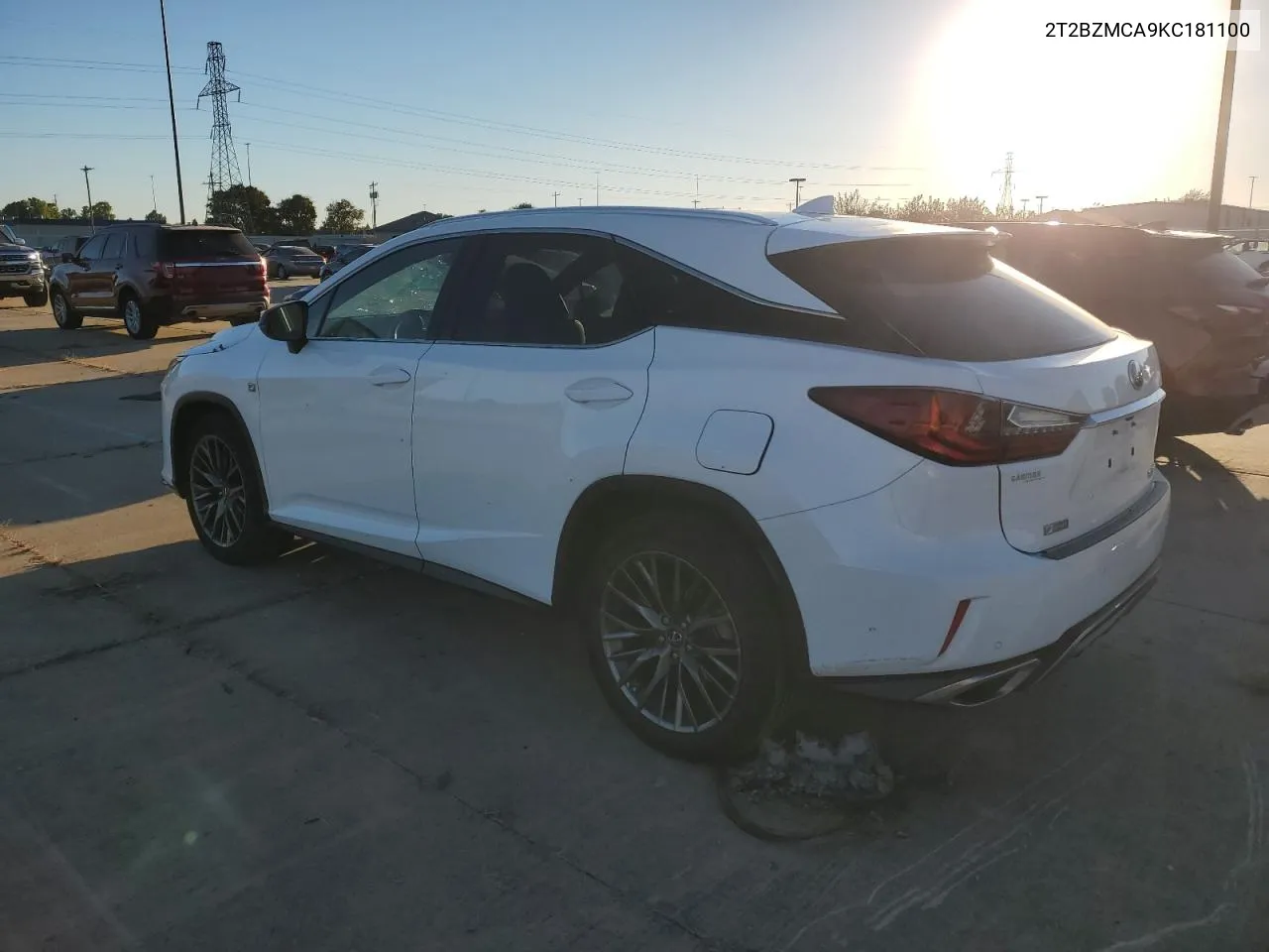 2019 Lexus Rx 350 Base VIN: 2T2BZMCA9KC181100 Lot: 75392414