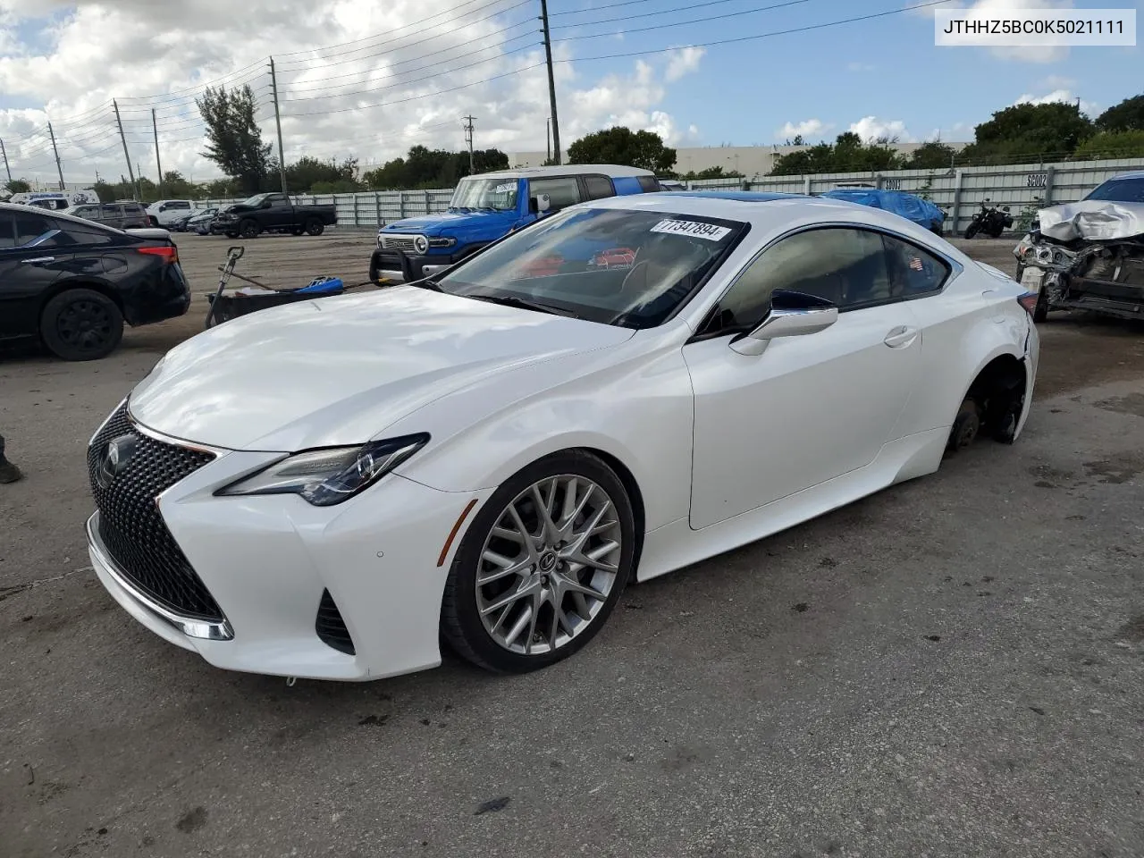 2019 Lexus Rc 350 VIN: JTHHZ5BC0K5021111 Lot: 77347894