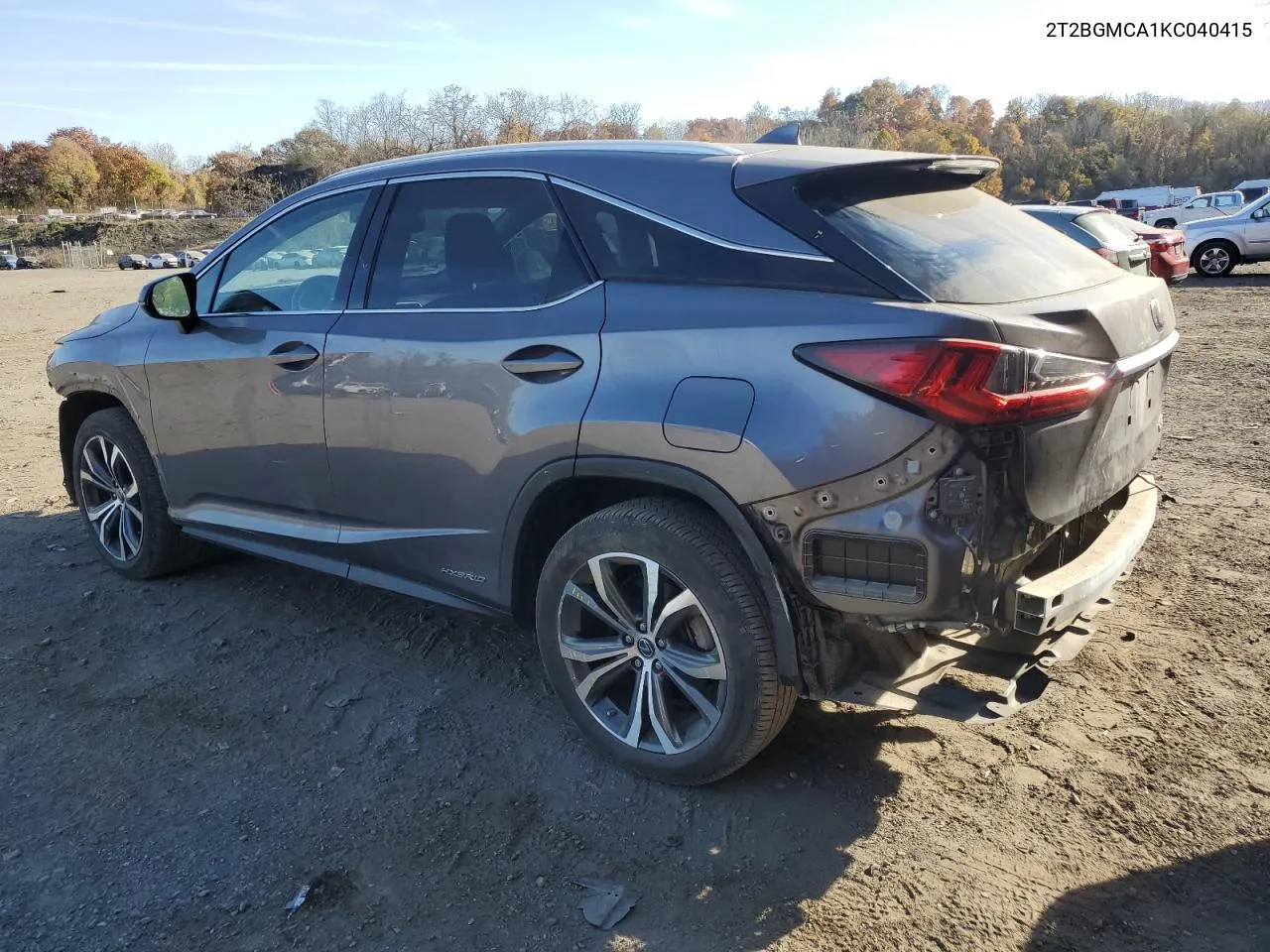 2019 Lexus Rx 450H Base VIN: 2T2BGMCA1KC040415 Lot: 77604914