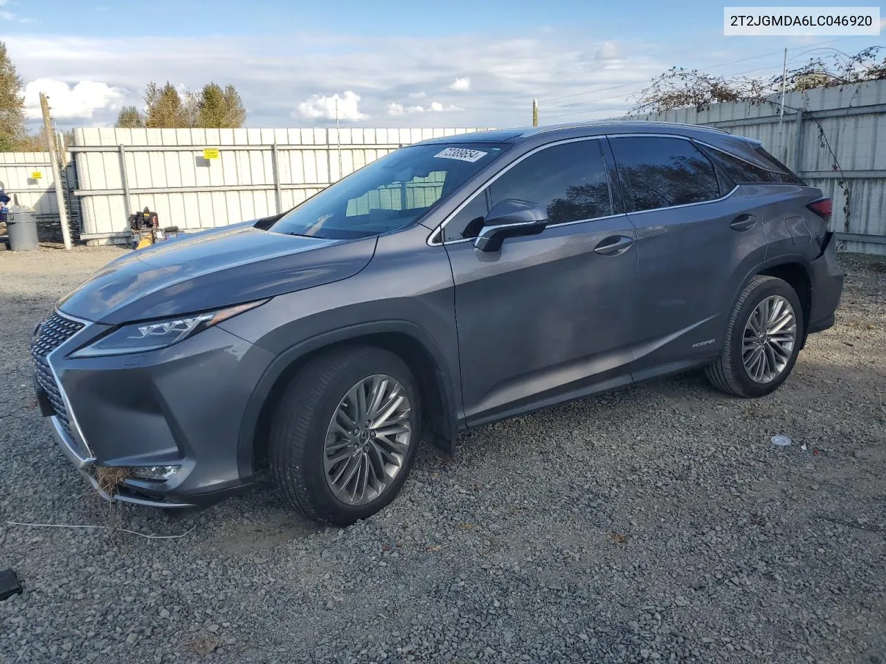 2020 Lexus Rx 450H VIN: 2T2JGMDA6LC046920 Lot: 72389654