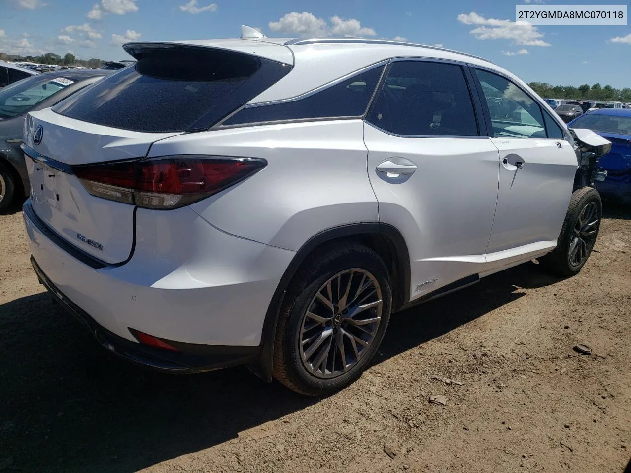 2021 Lexus Rx 450H F-Sport VIN: 2T2YGMDA8MC070118 Lot: 61523344