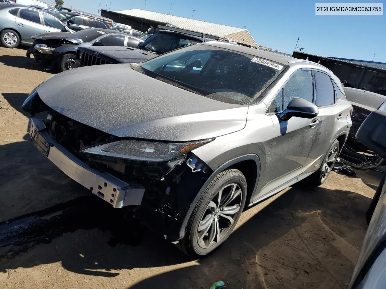 2021 Lexus Rx 450H VIN: 2T2HGMDA3MC063755 Lot: 72064954