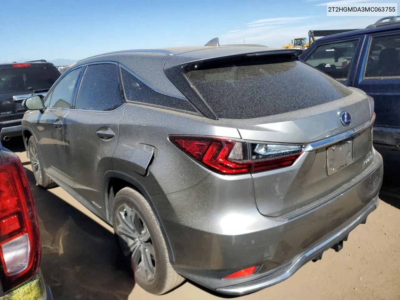 2021 Lexus Rx 450H VIN: 2T2HGMDA3MC063755 Lot: 72064954