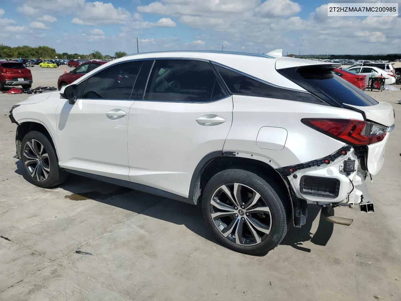 2021 Lexus Rx 350 VIN: 2T2HZMAA7MC200985 Lot: 72270994